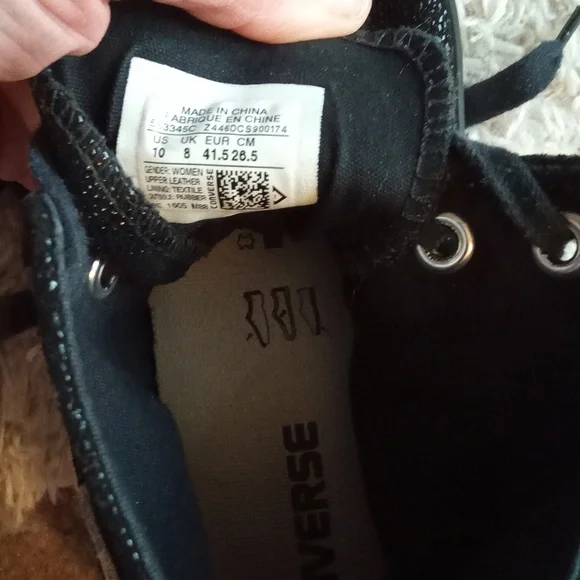 Converse Black and White High-Top Sneakers 10 Leather Upper - Picture 11 of 14